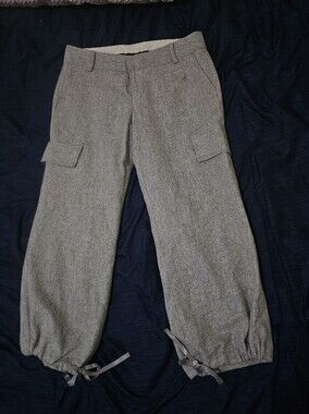 Gray Women's Cargo Drawstring Hem Pants